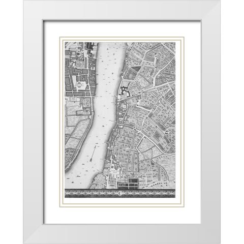 Roque Sectional map of London 1748 White Modern Wood Framed Art Print with Double Matting by Roque, John