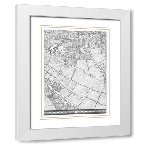 Roque Sectional map of London 1748 White Modern Wood Framed Art Print with Double Matting by Roque, John