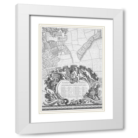 Roque Sectional map of London 1748 White Modern Wood Framed Art Print with Double Matting by Roque, John