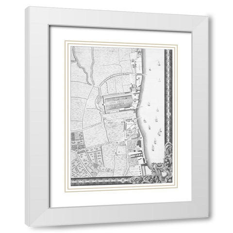 Roque Sectional map of London 1748 White Modern Wood Framed Art Print with Double Matting by Roque, John