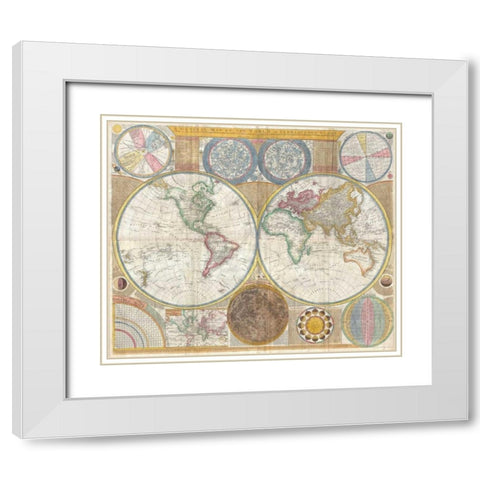 Map of the World in Hemispheres White Modern Wood Framed Art Print with Double Matting by Dunn, Samue.