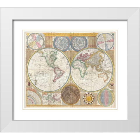 Map of the World in Hemispheres White Modern Wood Framed Art Print with Double Matting by Dunn, Samue.