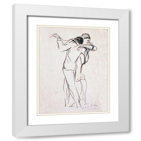 Dancers White Modern Wood Framed Art Print with Double Matting by Vertes, Marcel