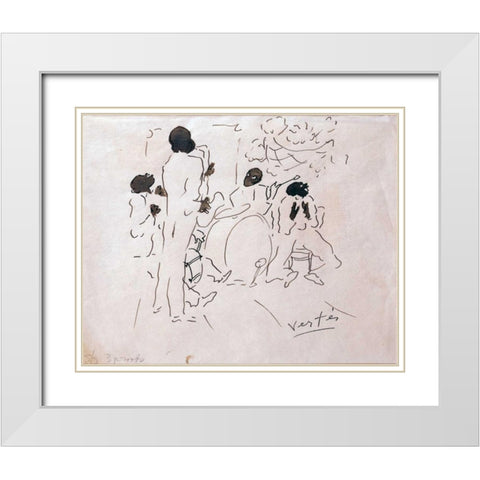 Josephine Bakers Jazz Band White Modern Wood Framed Art Print with Double Matting by Vertes, Marcel