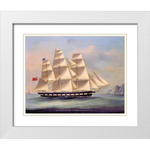 Barque Troas entering Hong Kong White Modern Wood Framed Art Print with Double Matting by Anonymous, Chinese 1866