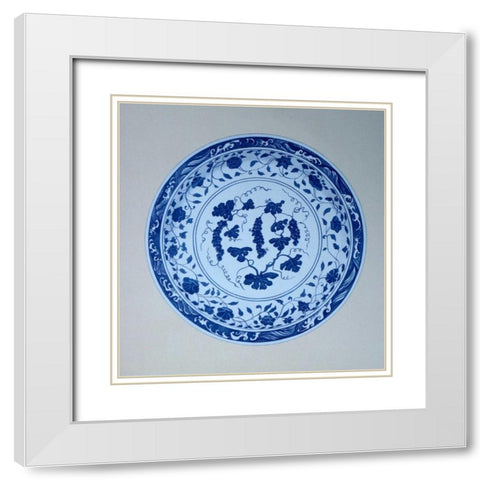 Ming, Vine and Grape Platter White Modern Wood Framed Art Print with Double Matting by Anderton, Caroline