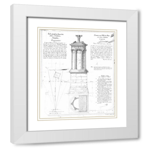 Tower of Lysicrates White Modern Wood Framed Art Print with Double Matting by Stuart and Revett