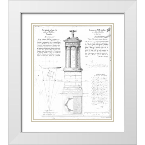 Tower of Lysicrates White Modern Wood Framed Art Print with Double Matting by Stuart and Revett