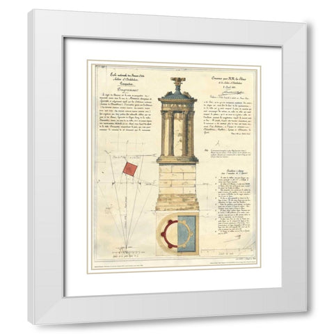 Tower of Lysicrates White Modern Wood Framed Art Print with Double Matting by Stuart and Revett