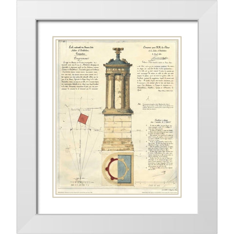 Tower of Lysicrates White Modern Wood Framed Art Print with Double Matting by Stuart and Revett