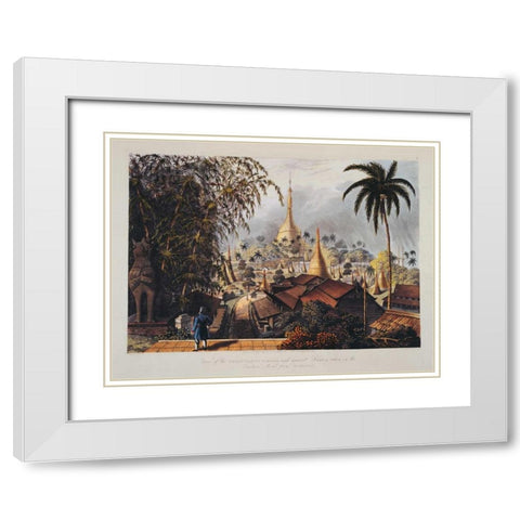 Rangoon, Great Dagon Pagoda White Modern Wood Framed Art Print with Double Matting by Moore,Ltnt Joseph