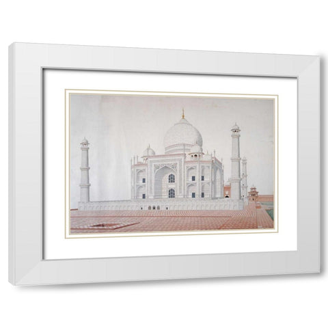 The Taj Mahal White Modern Wood Framed Art Print with Double Matting by Anon, Mughal 1813