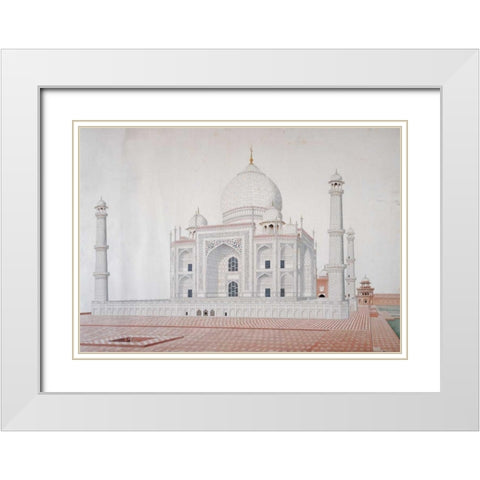 The Taj Mahal White Modern Wood Framed Art Print with Double Matting by Anon, Mughal 1813