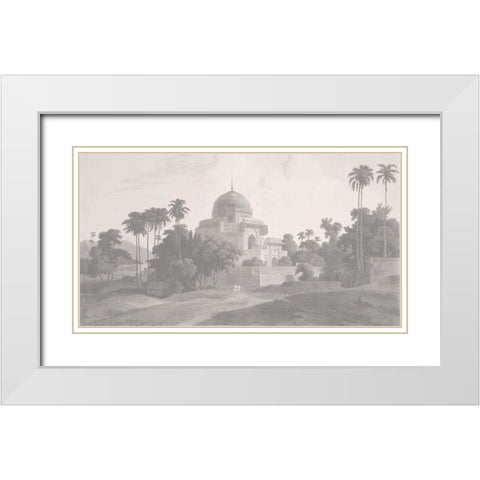 Mausoleum at Chunar Gur, Sepia White Modern Wood Framed Art Print with Double Matting by Daniells, Thomas and Wm