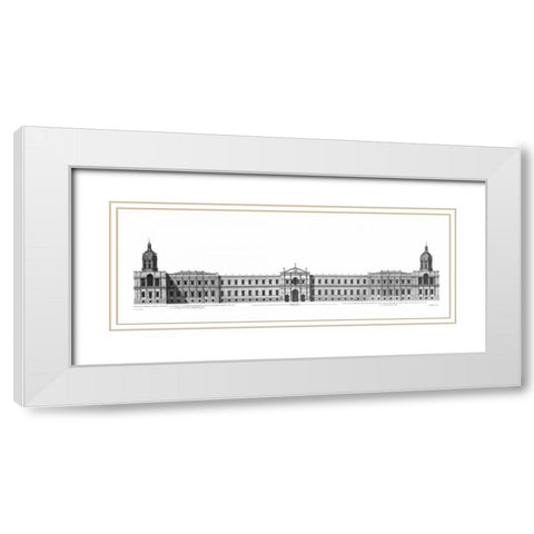 Elevation, Palace of Whitehall towards River White Modern Wood Framed Art Print with Double Matting by Campbell, Colin
