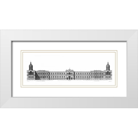 Elevation, Palace of Whitehall towards River White Modern Wood Framed Art Print with Double Matting by Campbell, Colin