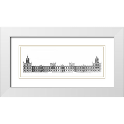 Elevation, Palace of Whitehall towards Park White Modern Wood Framed Art Print with Double Matting by Campbell, Colin