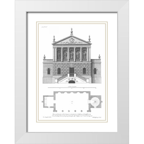 Plan and Elevation, Bagnio White Modern Wood Framed Art Print with Double Matting by Campbell, Colin