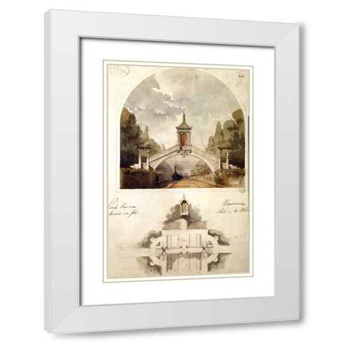 Design for a Railway Bridge White Modern Wood Framed Art Print with Double Matting by Vaudremer, Emile