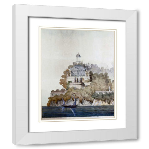 Vast Hostelry, West Elevation White Modern Wood Framed Art Print with Double Matting by Postolle, Victor