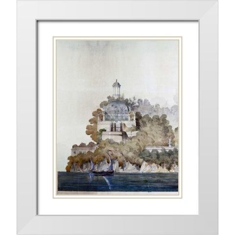 Vast Hostelry, West Elevation White Modern Wood Framed Art Print with Double Matting by Postolle, Victor