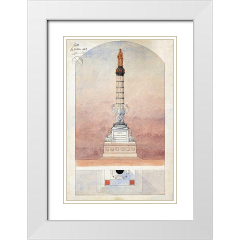 Column of Navarin White Modern Wood Framed Art Print with Double Matting by Postolle, Victor