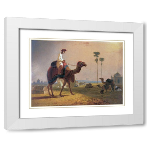 Camel and Rider White Modern Wood Framed Art Print with Double Matting by Daniell, William