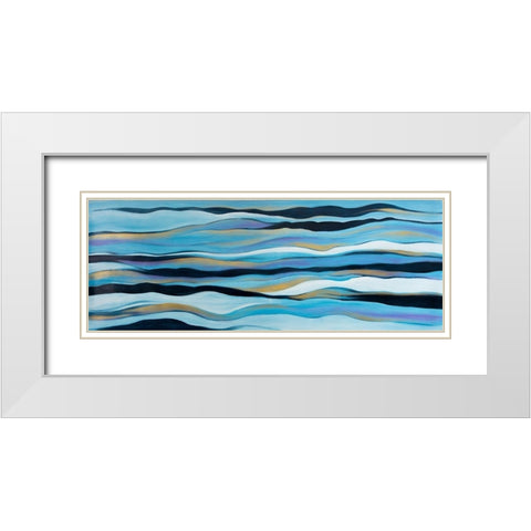 BLUE SWEEP White Modern Wood Framed Art Print with Double Matting by Atelier B Art Studio