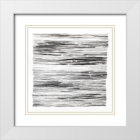 GRAY GROOVES White Modern Wood Framed Art Print with Double Matting by Atelier B Art Studio