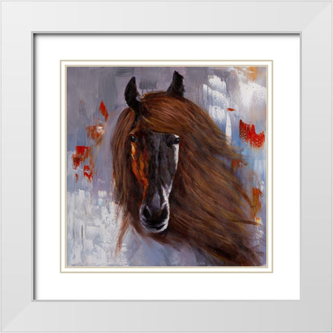 PROUD BROWN HORSE White Modern Wood Framed Art Print with Double Matting by Atelier B Art Studio