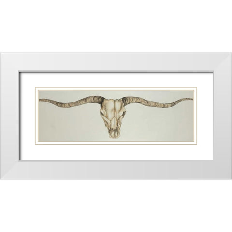Long Horn Skull Country White Modern Wood Framed Art Print with Double Matting by Atelier B Art Studio