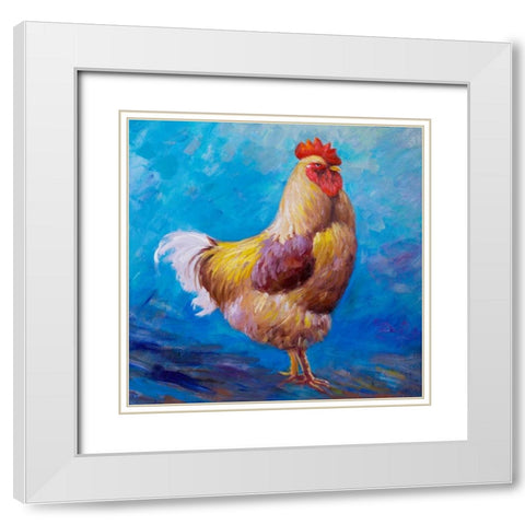 Beautiful Rooster White Modern Wood Framed Art Print with Double Matting by Atelier B Art Studio