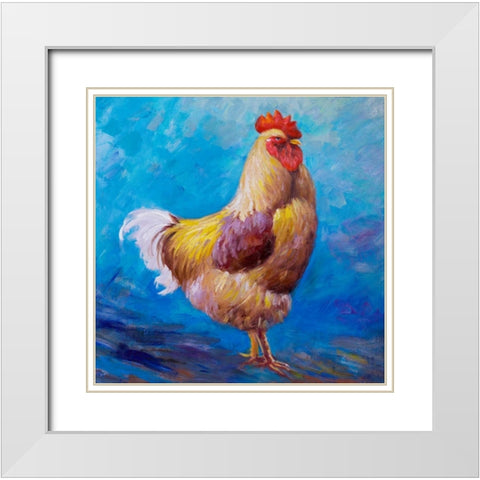 Beautiful Rooster White Modern Wood Framed Art Print with Double Matting by Atelier B Art Studio