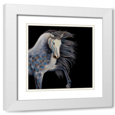 Abstract Horse White Modern Wood Framed Art Print with Double Matting by Atelier B Art Studio