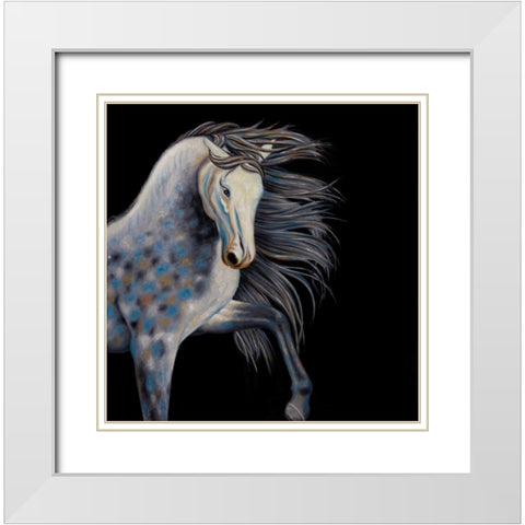Abstract Horse White Modern Wood Framed Art Print with Double Matting by Atelier B Art Studio