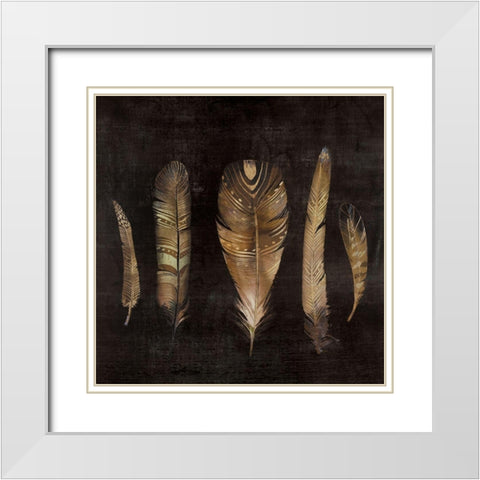 BROWN FEATHER SET White Modern Wood Framed Art Print with Double Matting by Atelier B Art Studio