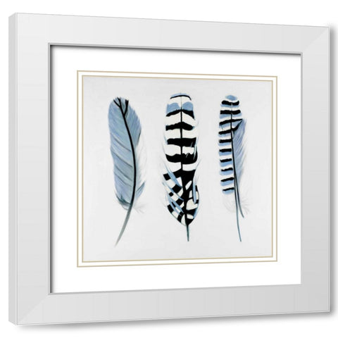 Delicate Feathers White Modern Wood Framed Art Print with Double Matting by Atelier B Art Studio