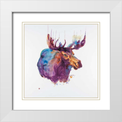 Abstract Moose White Modern Wood Framed Art Print with Double Matting by Atelier B Art Studio