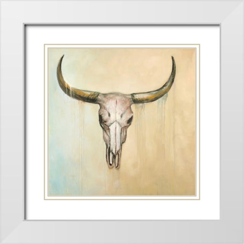 Cow Skull White Modern Wood Framed Art Print with Double Matting by Atelier B Art Studio