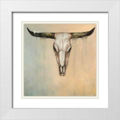 Bull Skull White Modern Wood Framed Art Print with Double Matting by Atelier B Art Studio