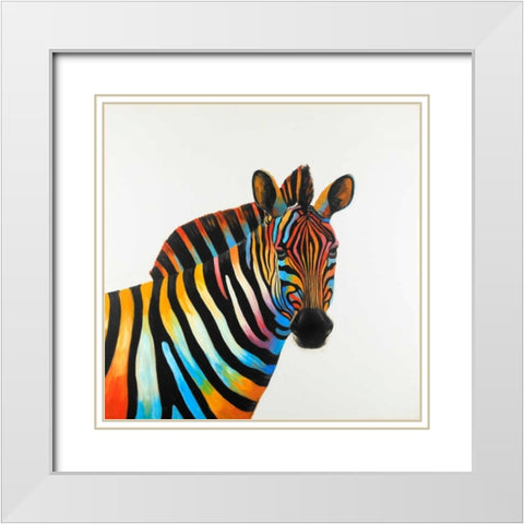 Colorful Profil View of Zebra White Modern Wood Framed Art Print with Double Matting by Atelier B Art Studio