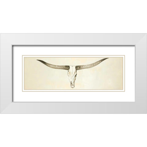 Longhorn Cattle Skull  White Modern Wood Framed Art Print with Double Matting by Atelier B Art Studio