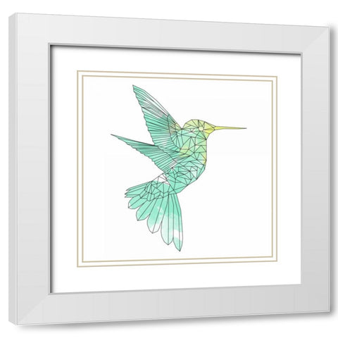 Geographic Hummingbird White Modern Wood Framed Art Print with Double Matting by Atelier B Art Studio