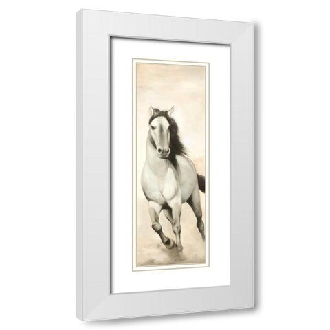 Graceful Horse White Modern Wood Framed Art Print with Double Matting by Atelier B Art Studio