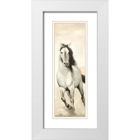 Graceful Horse White Modern Wood Framed Art Print with Double Matting by Atelier B Art Studio