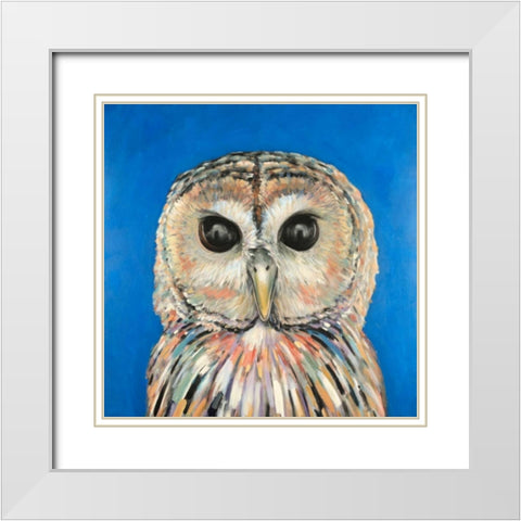 Colorful Spotted Owl White Modern Wood Framed Art Print with Double Matting by Atelier B Art Studio