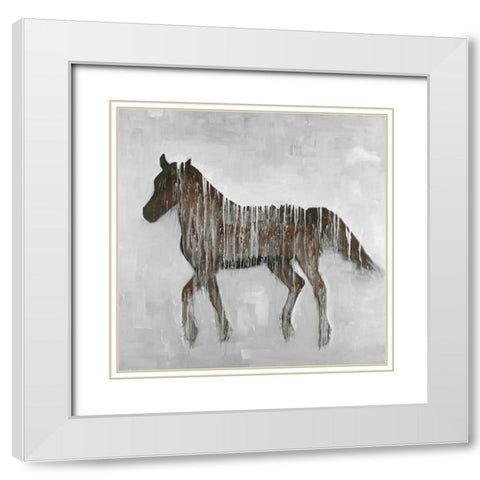 Gambading Abstract Horse White Modern Wood Framed Art Print with Double Matting by Atelier B Art Studio