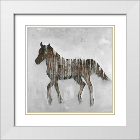 Gambading Abstract Horse White Modern Wood Framed Art Print with Double Matting by Atelier B Art Studio