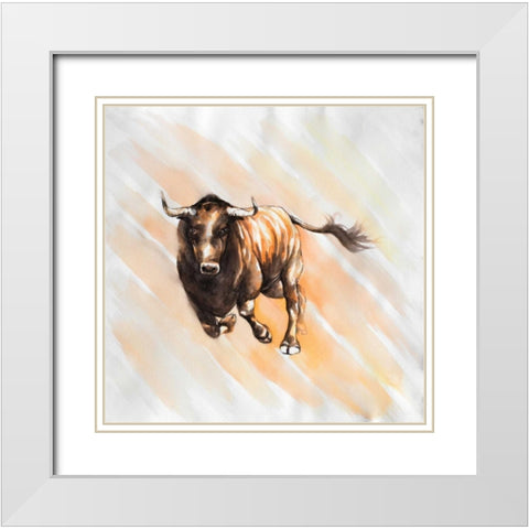 Bull Run in Watercolor White Modern Wood Framed Art Print with Double Matting by Atelier B Art Studio