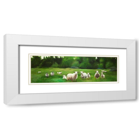 Fields of Sheep White Modern Wood Framed Art Print with Double Matting by Atelier B Art Studio